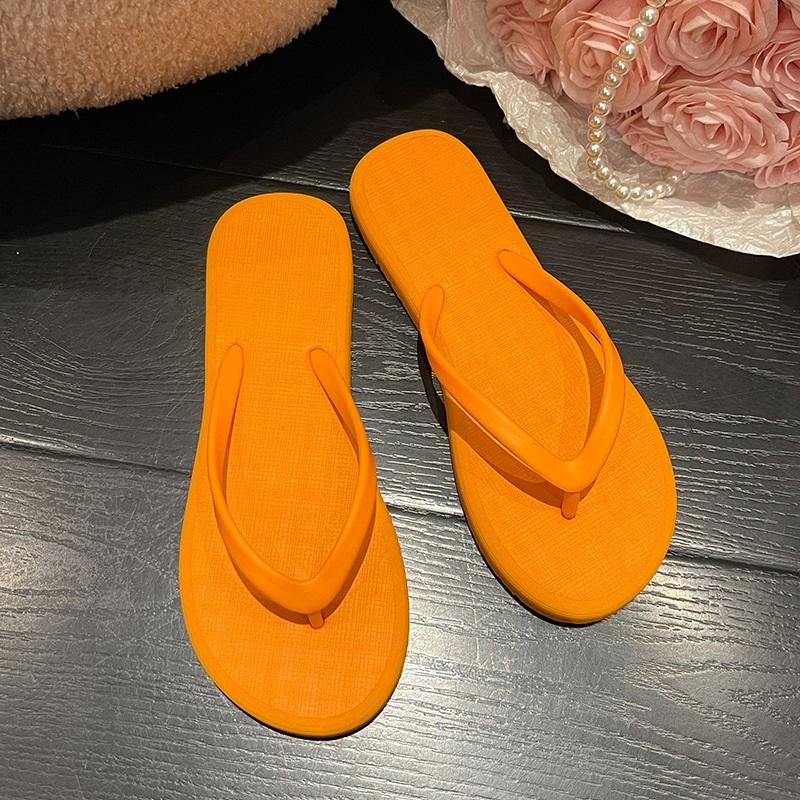 Flip-flops For Women, Macaron Color Matching, Non-slip Simple Slippers, Solid Color Flip-flops, Seaside Beach Sandals