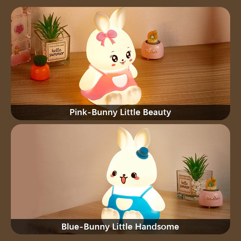 Cute Kids Night Lights 5 Colour Changing LED Silicone Rabbit Lamp with Battery, for Nursery Children Baby Camping Home Decor