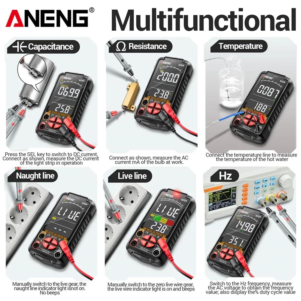 Portable Digital Multimeters Rechargable ANENG 625A 1000V DC Voltage Multimetro VA Color Screen Ohm AC Current Meter Hz NCV High Precision Test Tools