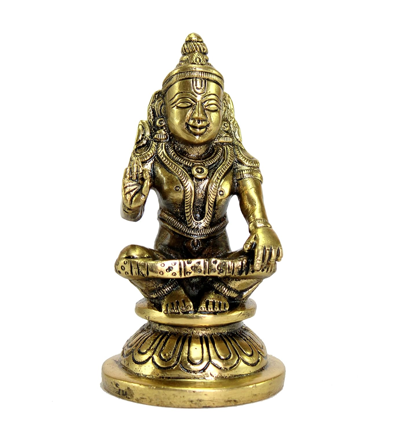 100% Pure Brass Ayyappa Statue, Aiyyappa Swamy Ayyapan Figurine, Pooja Idols