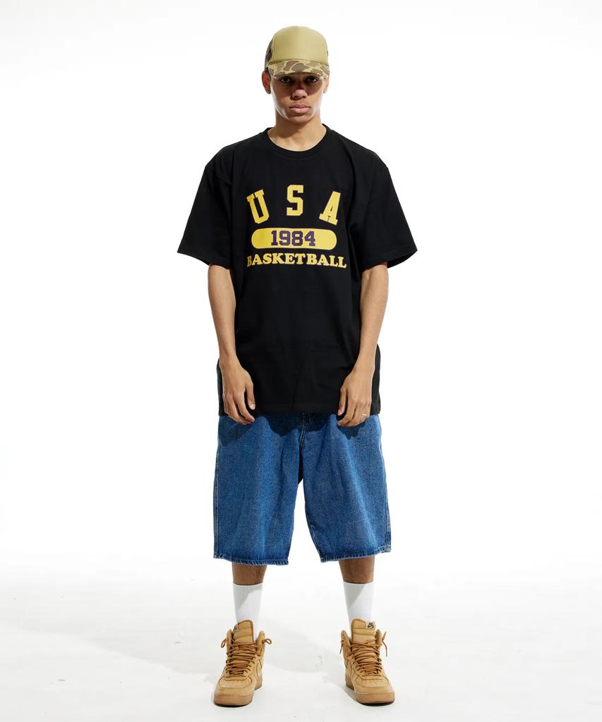 CREAM SODA LAB [2Pack] Usa Basketball T-Shirt Black (White) Black (Yellow)