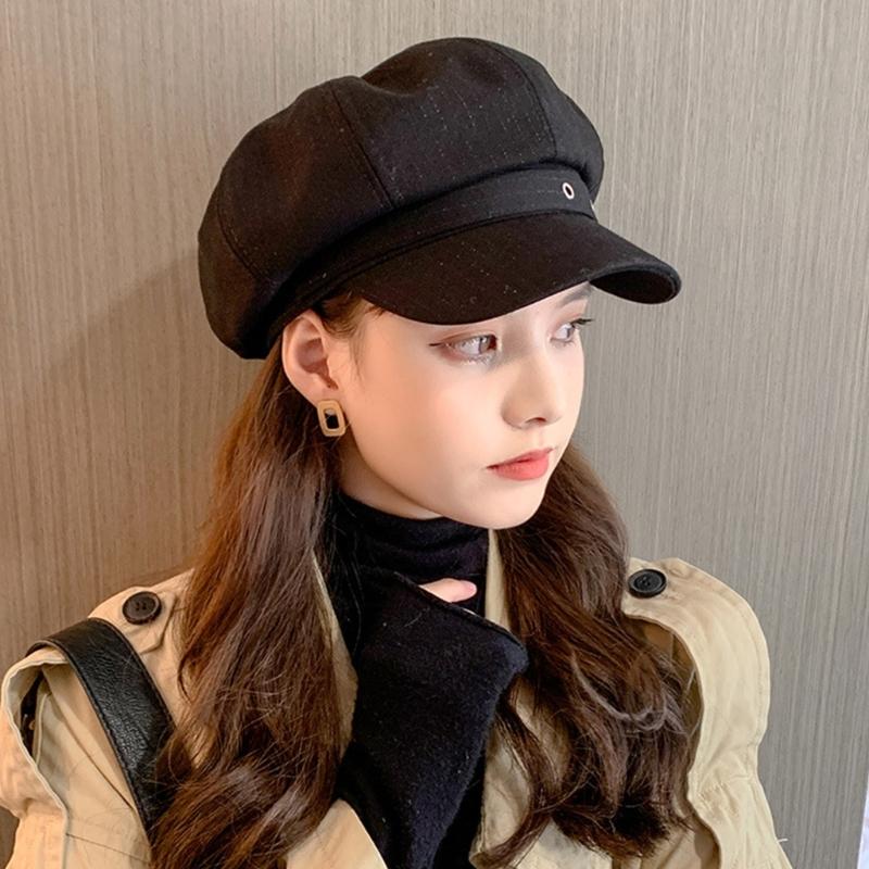 Spring Beret Hat Woman Commutes Octagonal Hat Camping Taking Photo Beret Hat with Metal Fastening for Girlfriend