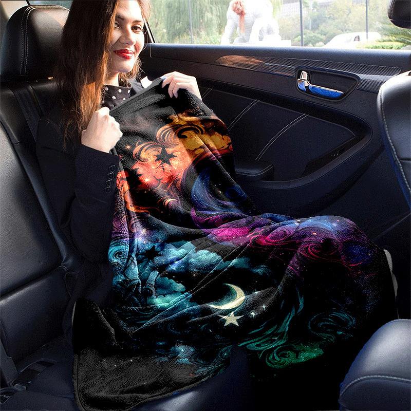 1pc Moon and Stars Printing Lightweight Flannel Blanket, Comfortable and Warm Blanket, for Camping Sofa Bed and Couch Office, Suitable for Gi