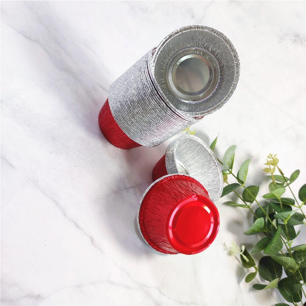 50Pcs Disposable Aluminum Tin Foil Baking Pans Non-stick Cupcake Mold Tinfoil Tray  Egg
