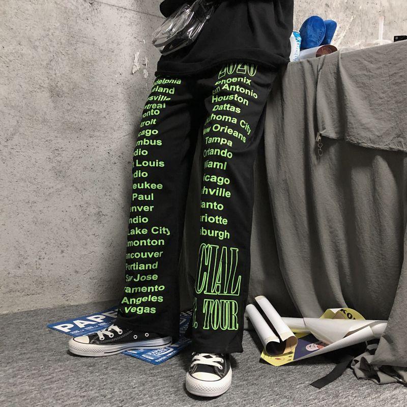 Women's Fashion Sweatpants Korean Version Retro Versatile Loose Letter Casual Ins Men and Women Couples Waist Wide Leg Trousers