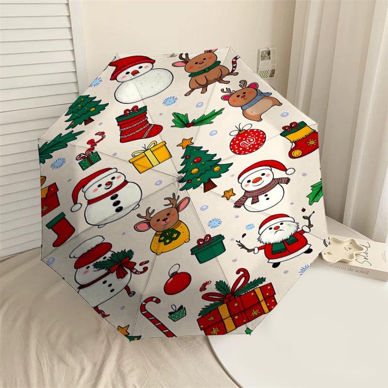 1PC Christmas, ornaments Automatic Open/Close Umbrella with Windproof, 8-Rib Sturdy Canopy, Durable Ribs, Fashionable Design1266A