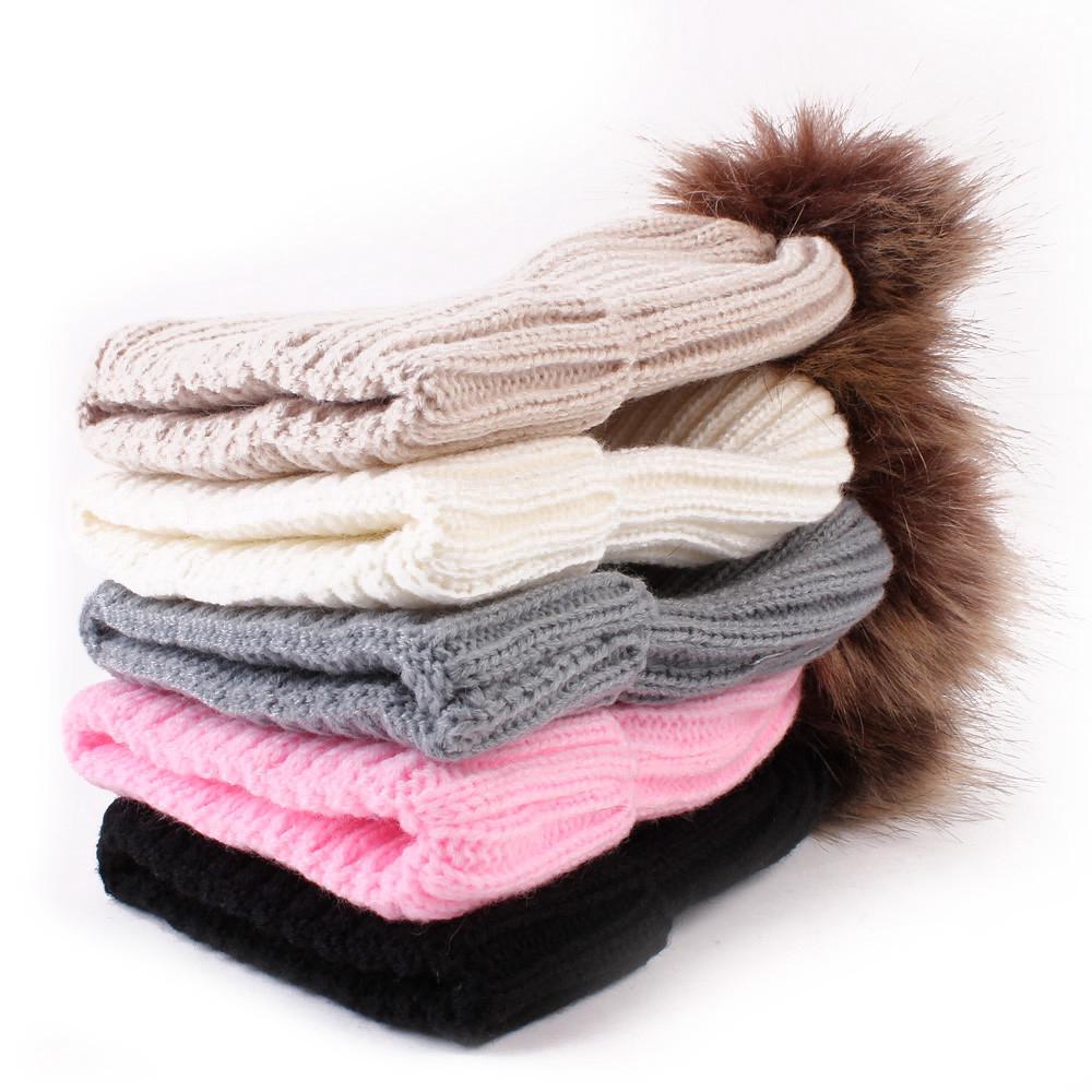 Newborn Cute Winter Kids Baby Hats Knitted Wool Hemming Hat