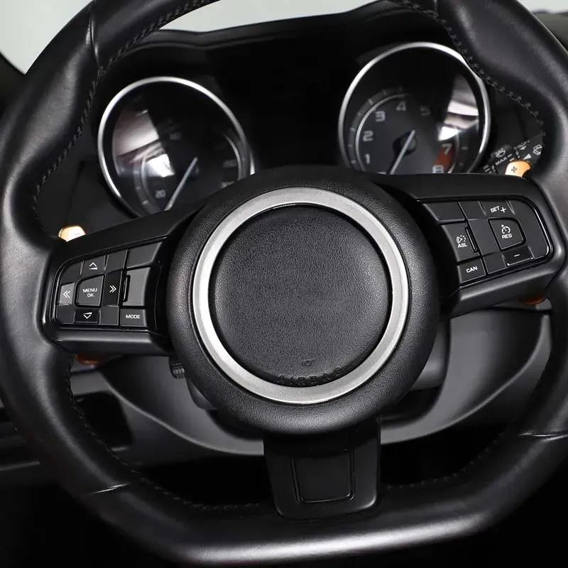 For Jaguar F-TYPE 2013-22 ABS Carbon Fiber Car Steering Wheel Emblem Sticker  Trim Cover Decorate Ring Interior Accessories