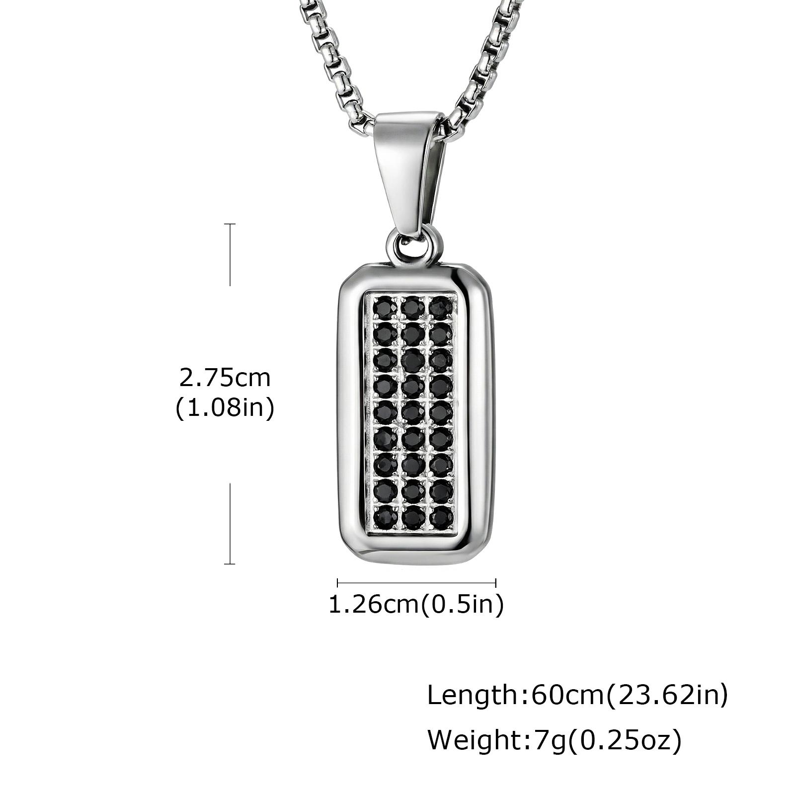 

Stylish Black Zircon Dog Tag Pendant Necklace for Men, Fashion Waterproof Stainless Steel Necklace, Trendy Jewelry Gifts to Him