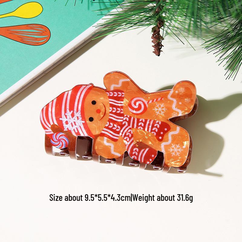 Festive Hair Clip Set: Snowman, Gingerbread Man, Santa, and Cartoon Shark Clips