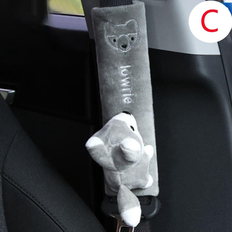 Comfortable Soft Car Seat Cover Cute Animal Pink Cat Auto Seat Belts Covers Plush Shoulder Car Accessories