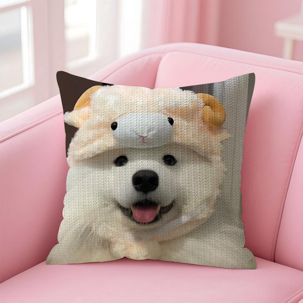 Funny Cute Dog Cat Cushion Cover Natural Linen Pillow Case Double-Sided Print Decorative Sofa Pillowcase Home Decor Gift