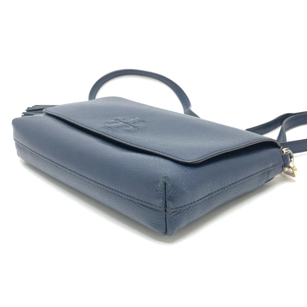 Tory Burch Logo fringe Shoulder Bag Leather blue/SilverHardware