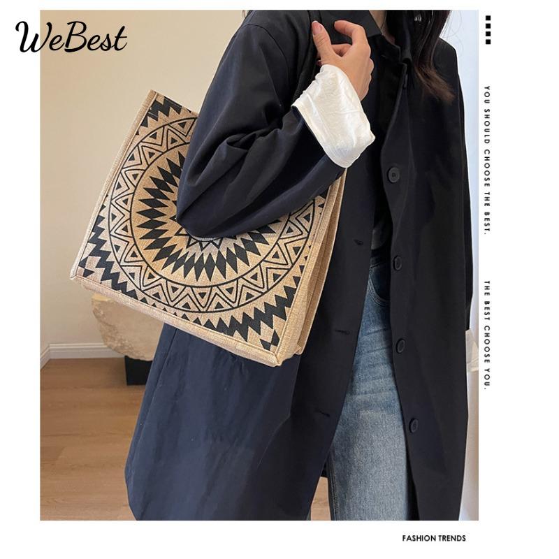 

Large Capacity Linen Shoulder Tote Bag