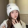 Winter Hat Women's M Standard Sweet and Cute Cat Ears Pullover Hat Versatile Velvet Knitted Hat Warm Ear Protector Cold Hat