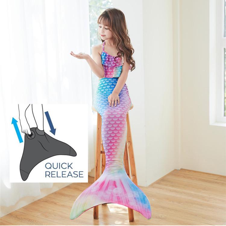 Global Finds Zeemeermin Prinses Zwempak Set voor Meisjes - Bevat Zeemeerminnenstaart Jurk & Bikini (Verkrijgbaar in de maten Small, Medium en Large.) S (3-5 years)