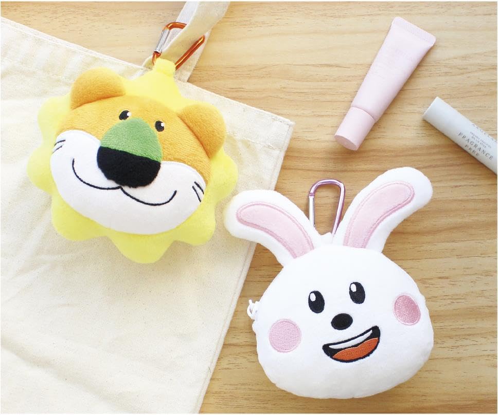 Tees Factory Tabekko Animal Lion-kun Plush Zipper Mascot with Carabiner, Approx. H110 x W120 x D65mm (excluding parts), TB-5546716LI