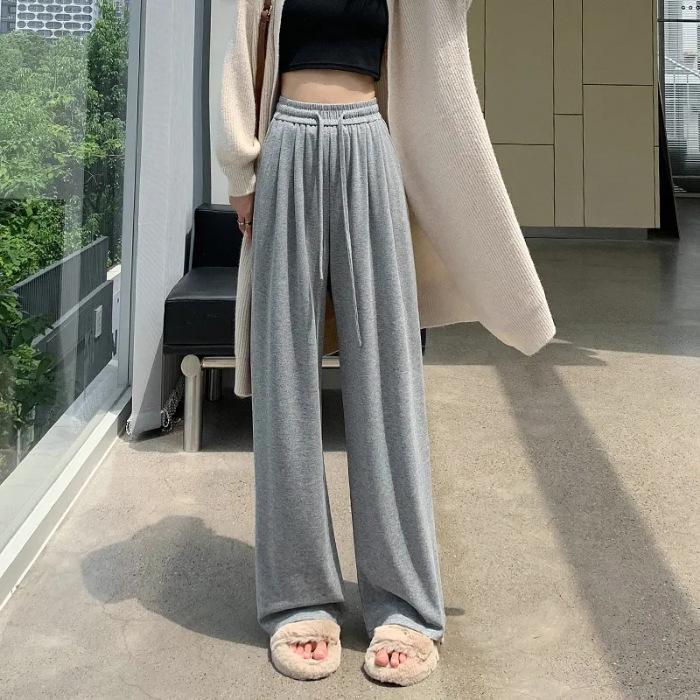 Gnomon Wide Leg Pants Women Spring Autumn Summer Thin Loose Straight Draped Lazy Sports Casual Pants