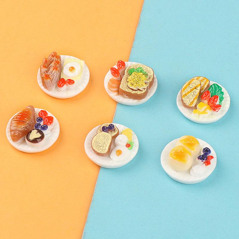 Accessoires Dollhouse Mini Decor Set Diy Tray Foodware Tableware Breakfast Afternoon Tea Scene Model Diy Toys Doll Accessories