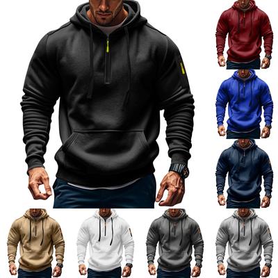 Men's Sweatshirt Hoodie Zipper Arm Pocket Cardigan Men's Sports Large Size Casual Hoodie