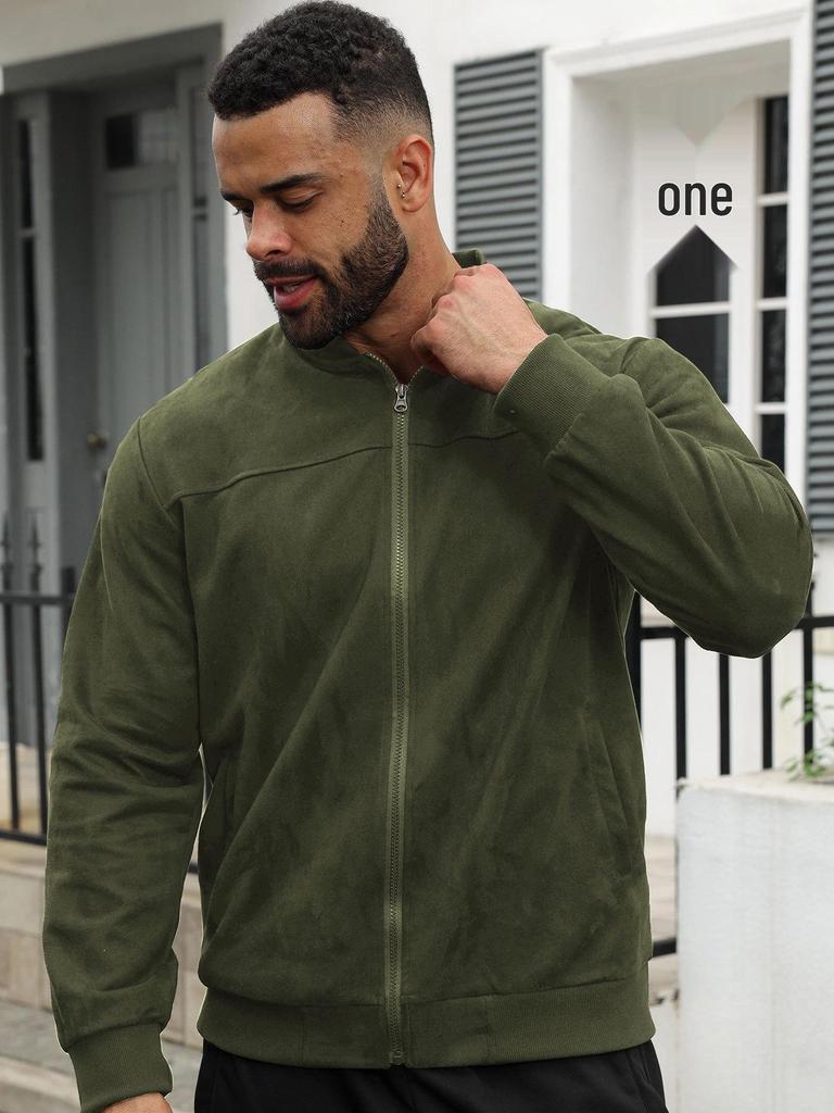 Men's European and American Fashion Suede Plush Lightweight Hoodie Jacket