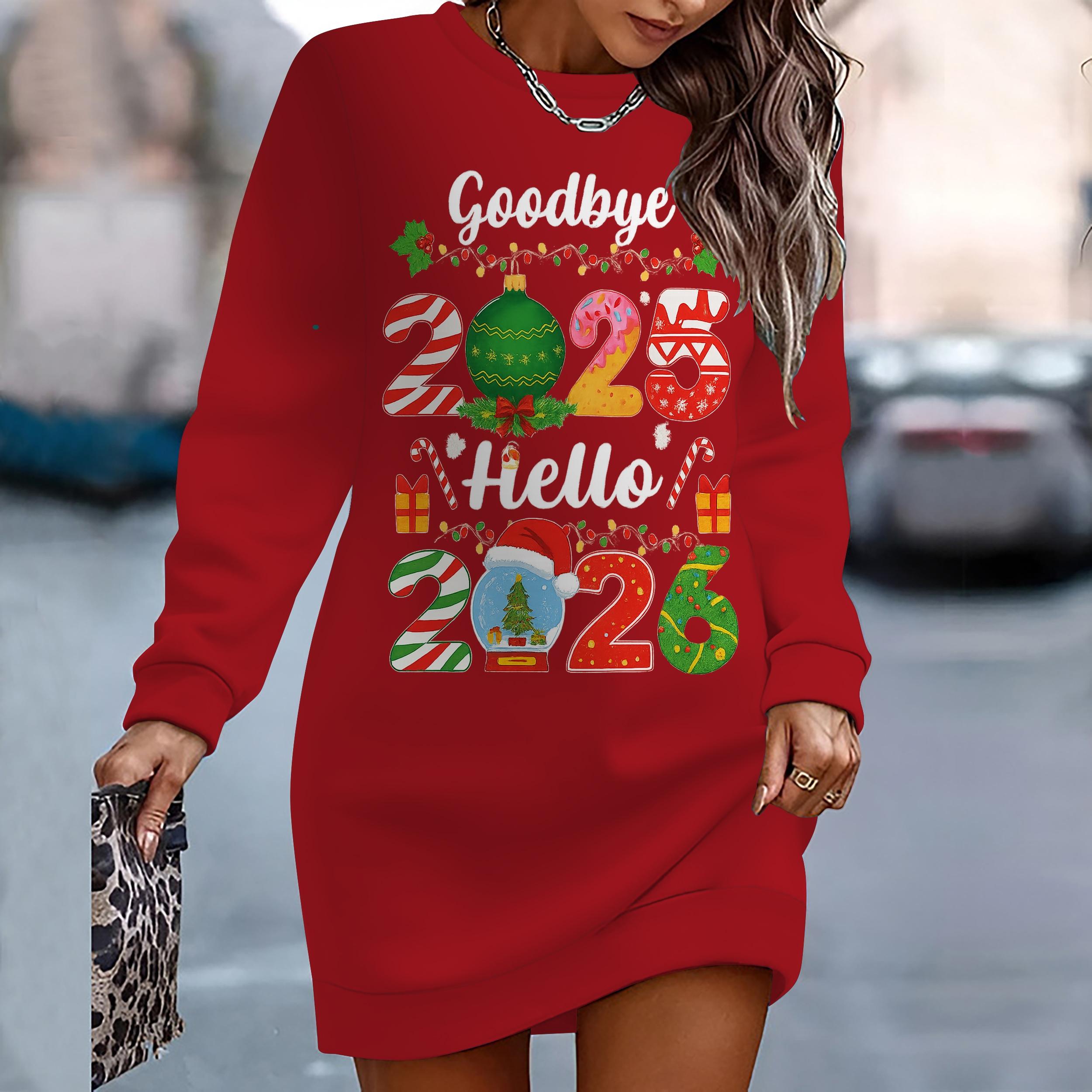 

Жіноче елегантне, модне, трендове та повсякденне худі, надрукований елемент Нового року, тривимірний крій, жіноче довге червоне худі XXL темно-червоний колір