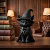 3D Printed Cat Witch Figurine Dark Style Halloween Decorations Cute Cat Statue  Home Decor