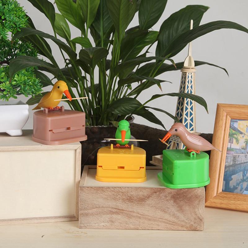 1Pc Creative Cute Toothpick  Automatic Bird Toothpick Box