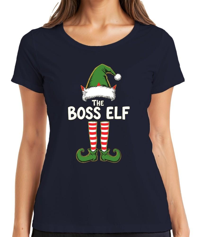 The Boss Elf Christmas Elf Santa Hat Elf Boots Humor Unisexs Tshirt S