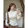 Sky blue sweet versatile bottoming shirt women's spring slim-fitting and thin semi-turtleneck long-sleeved top