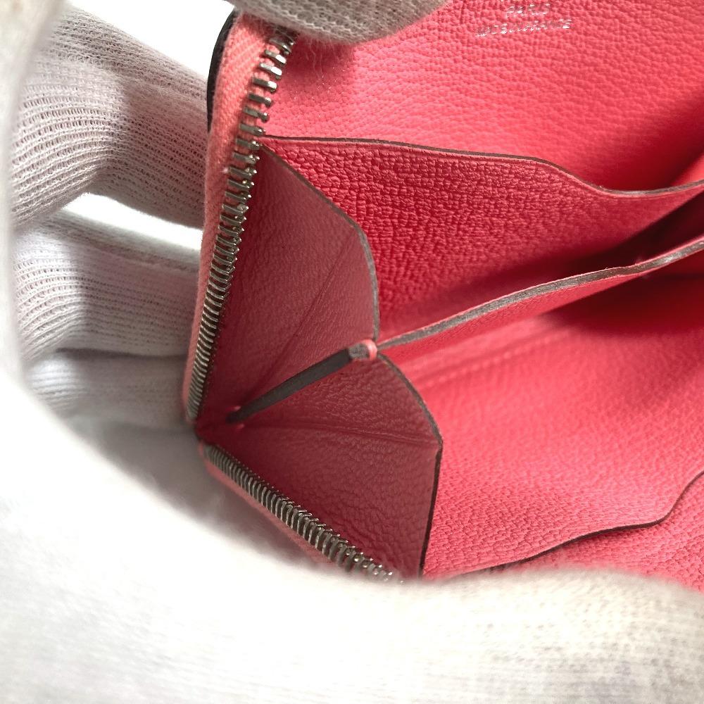 HERMES Zip Angor Wallet Coin Compartment Zip Around coin purse Leather pink