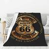 Custom 3D Print Motorcycle Ride Route 66 Blankets Comfortable Flannel Winter US Numbered Highways Throw Blanket Home Bedroom