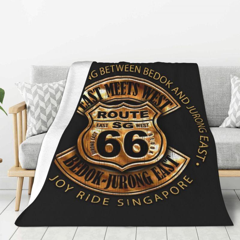 Custom 3D Print Motorcycle Ride Route 66 Blankets Comfortable Flannel Winter US Numbered Highways Throw Blanket Home Bedroom