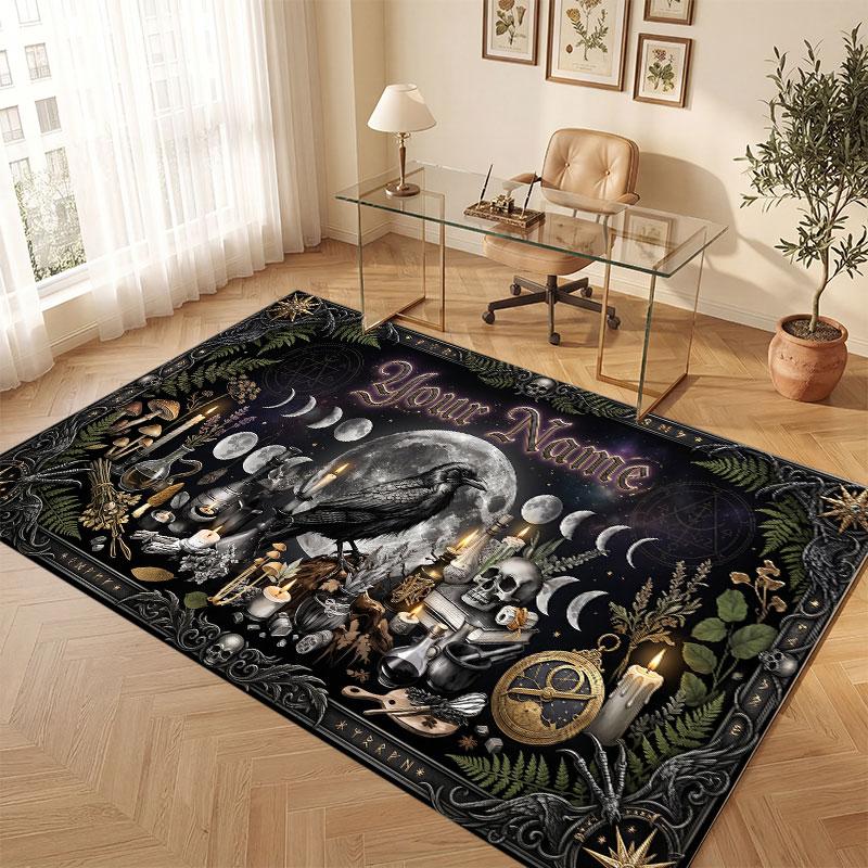 Space Cosmic Theme Crystal Velvet Floor Rug Personalized Custom Name Text Warm Carpet Home Decoration
