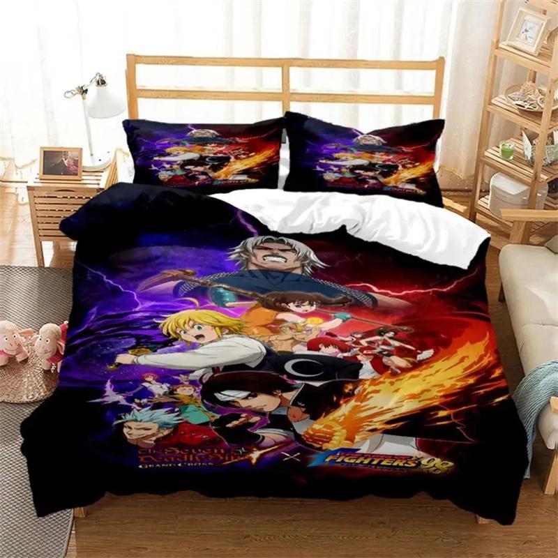 Anime King of Fighters KOF Bedding Set,Duvet Cover Comforter Bed Set Quilt Cover Pillowcase,King Queen Twin Size Boys Girls