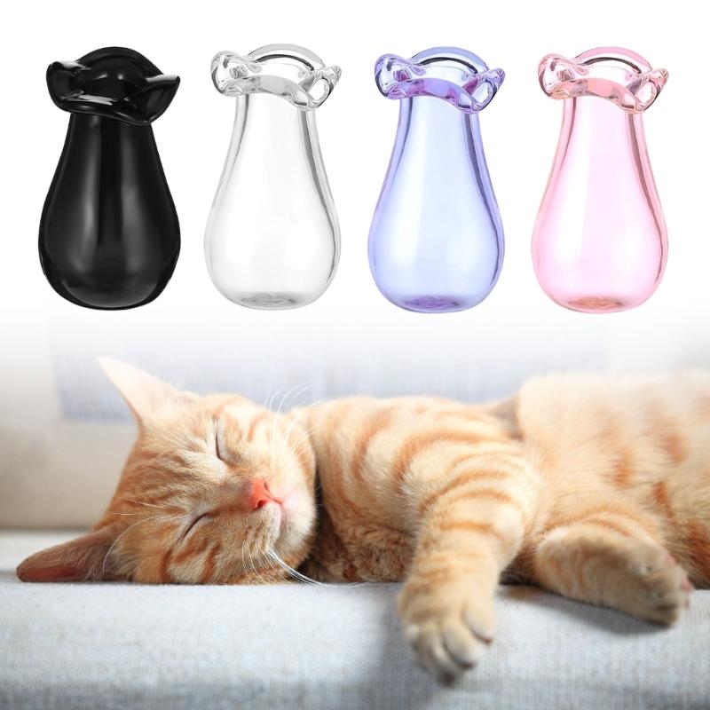 4Pcs Tiny Glass Vases Cats Whiskers Holder Tiny Vases for Flowers Cute Miniature Jars Small Decoration for Dollhouses DIY