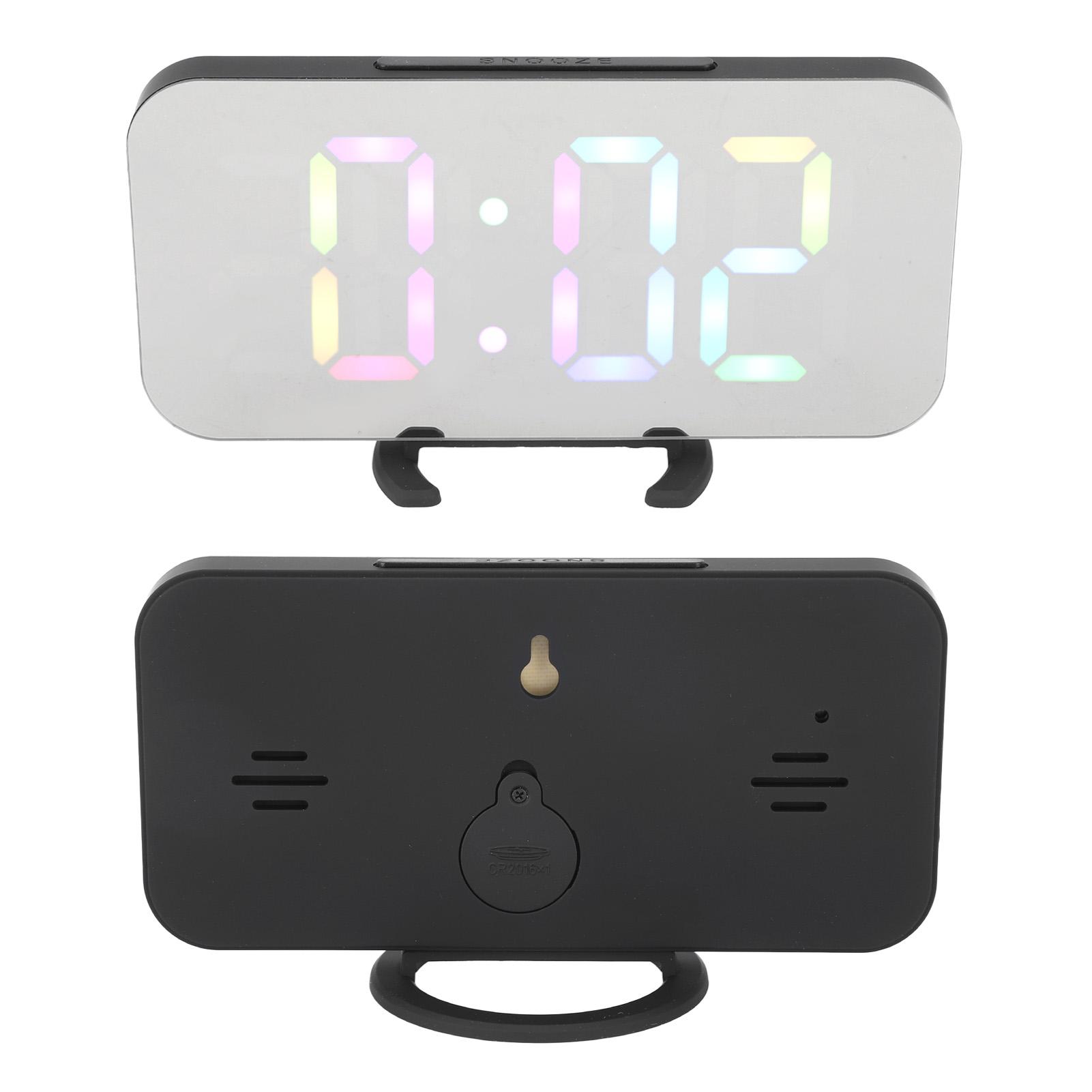 LED RGB Digital Alarm Clock 6.5in Smart Mirror Alarm Clock Dynamic Colors Bedside Led Digital Clock for Home Dormitory