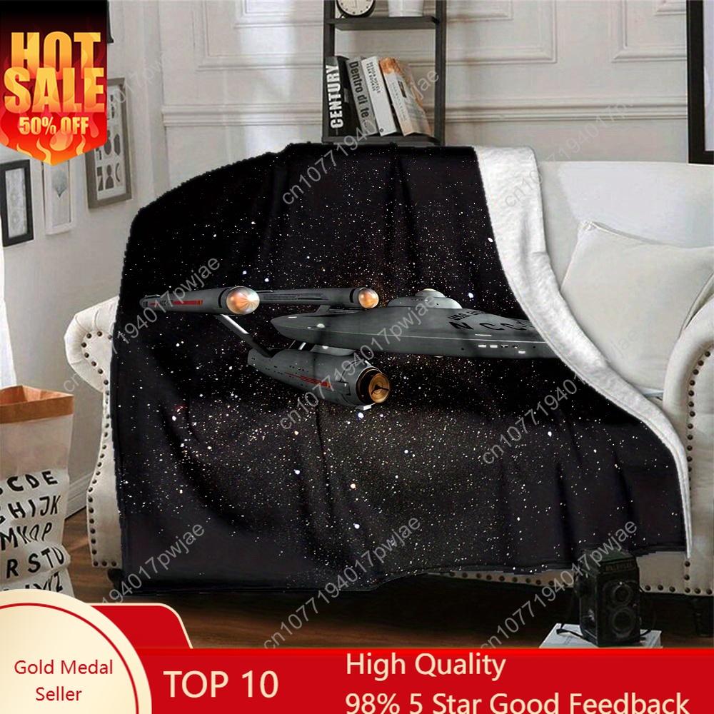 Starship Enterprise Pattern Print Blanket Four Seasons Home Travel Camping Flannel Blanket Bedroom Coach Decor 75X95CM