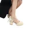 Temperamentfee High Heels Sommer Neu Perlen Ein-Riemen-Sandalen Französische Mary Jane Schuhe mit Rock Einzelne Schuhe