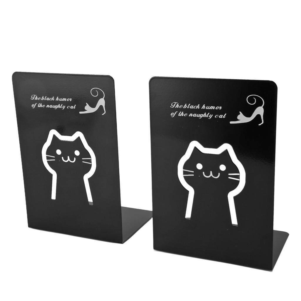 2pcs Book Ends Metal Book Stoppers Decorative Hollow Book Shelf Holder for Study Office Dormitory Li