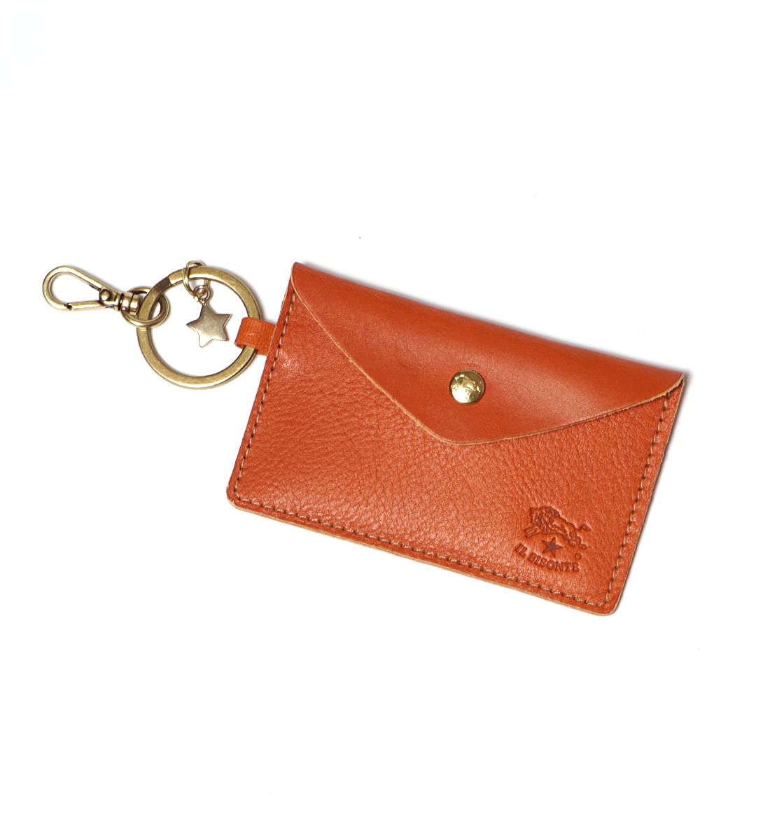 Кожаная визитница IL BISONTE с брелоком, SKH042 PV0005 CA101 (карамель) [Использовал]