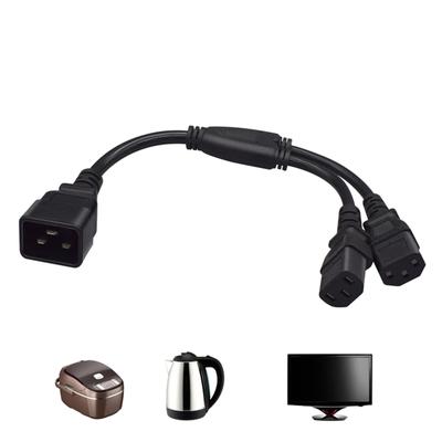 3 Prong C20 To C13+C13 Connectors Adapter Cord Male Plug To Female Socket Converter Cable Y-splitter Power Wire Line