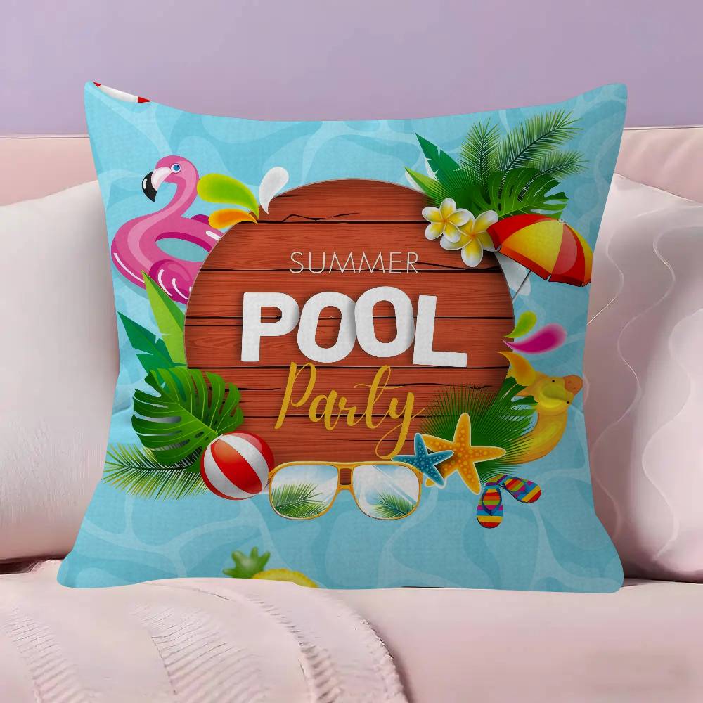 Summer Pool Party   Cushion Cover Pillowcase Upholstery Sofa Throw Pillow Home Decor Pillowcas