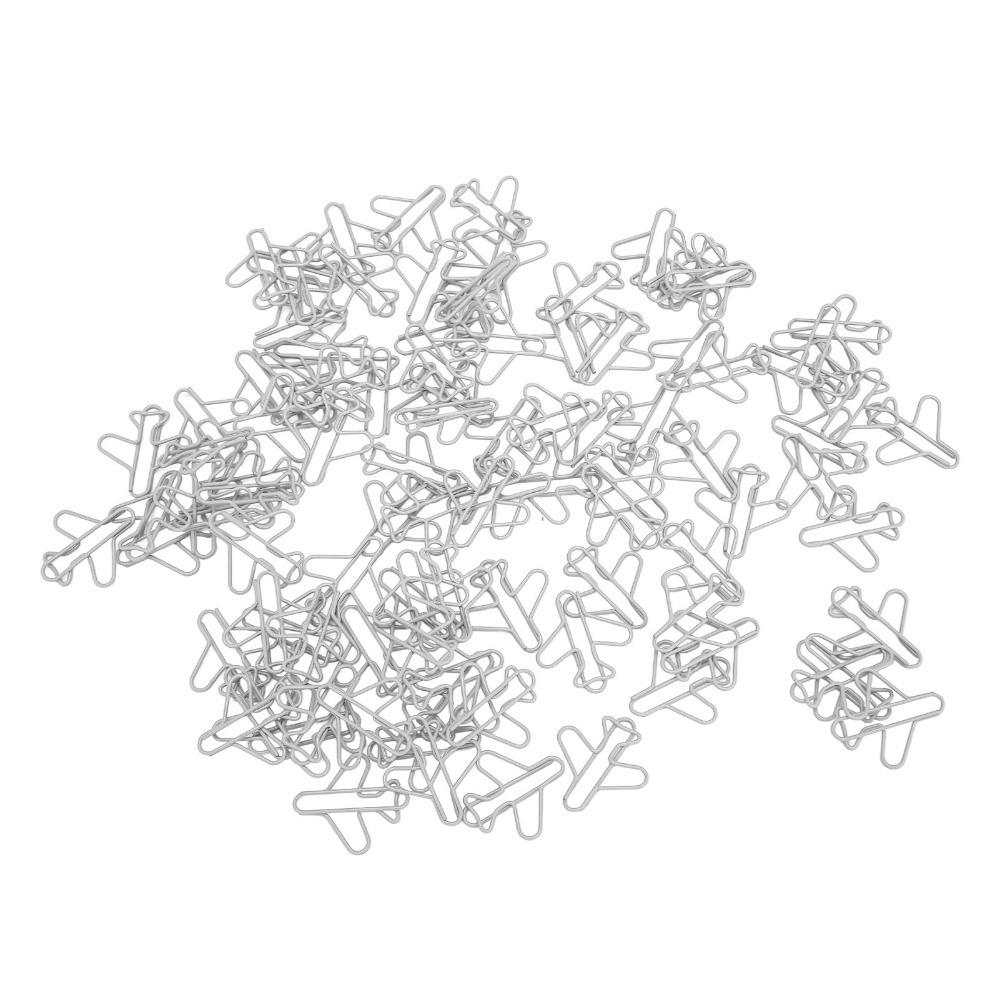 

100Pcs Plastic-coated Wire Aircraft Shape Paper Clips 30*26mm Cute Paperclips Office Home серебряный