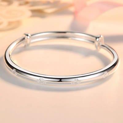 Neues S999-Kleeblatt-Armband aus reinem Silber mit einfachem und elegantem Öffnungs-Silberarmband für japanische und koreanische Damen-Villa-Armband