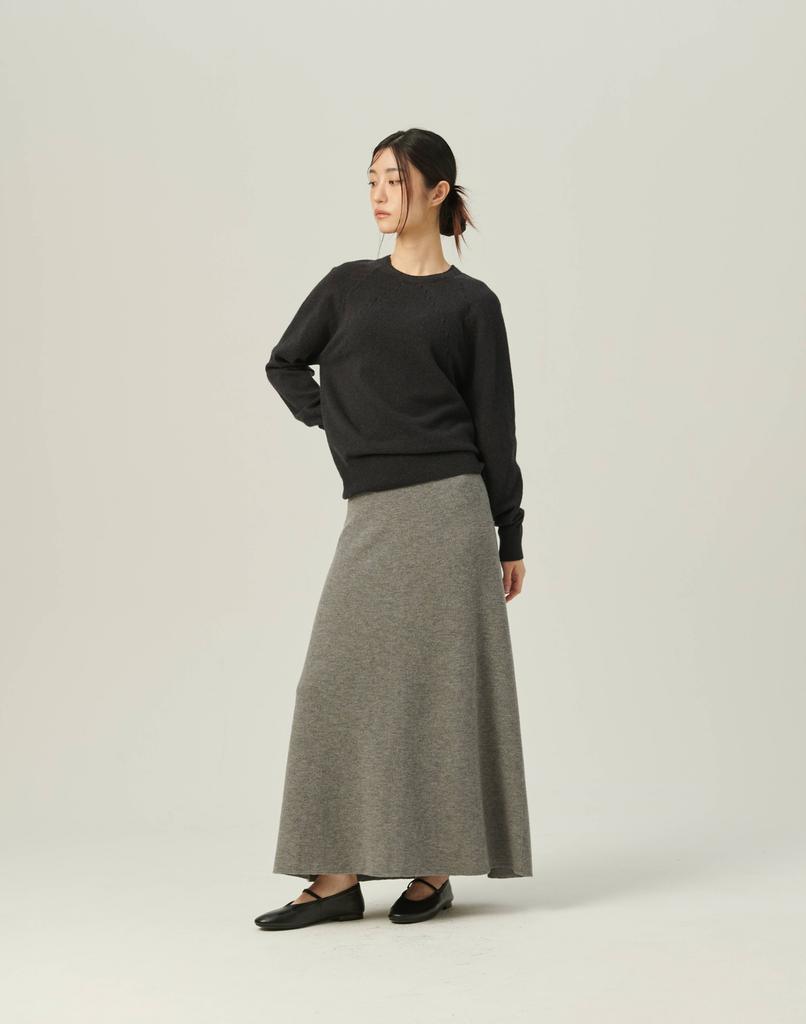 Beiseuseuledeu Soft A-Line Knit Skirt_Gray