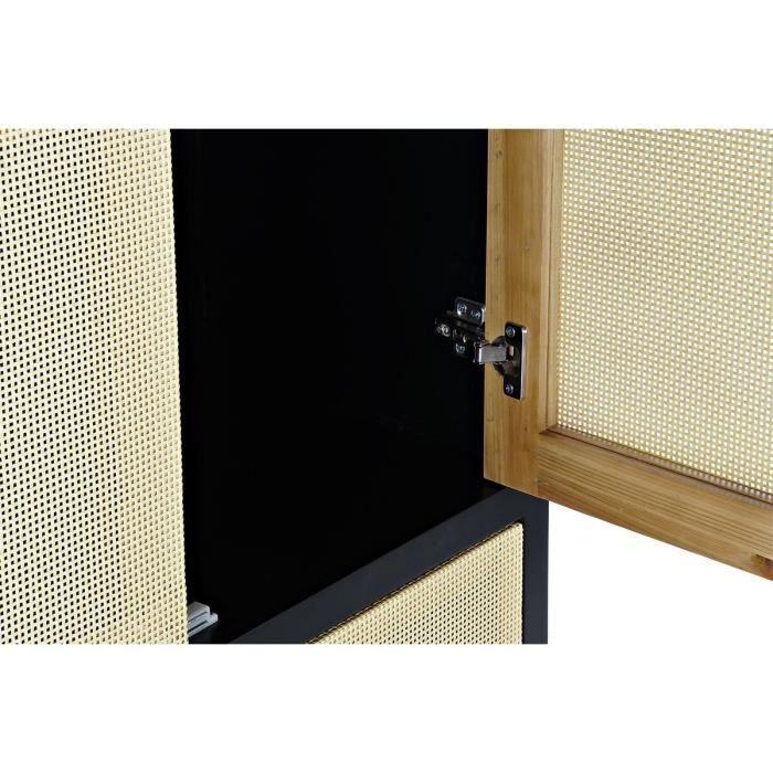 Armoire - DKD Home Decor - 80x38x160 Cm - Sapin Naturel - Noir - 2 Portes - Contemporain