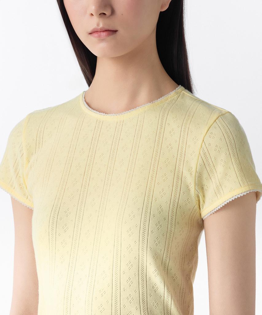 MUSINSA STANDARD WOMAN Women'S Pointel Lace Crew Neck T-Shirt [Butter]
