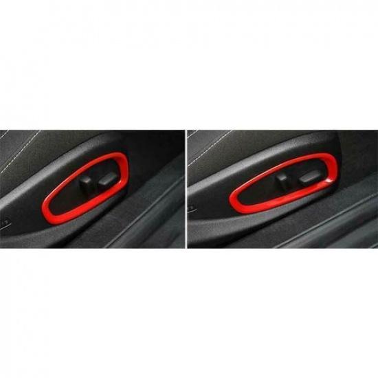 For Chevrolet Camaro 2016-2024 Glossy Red Seat Control Button Frame Trim 2PCS