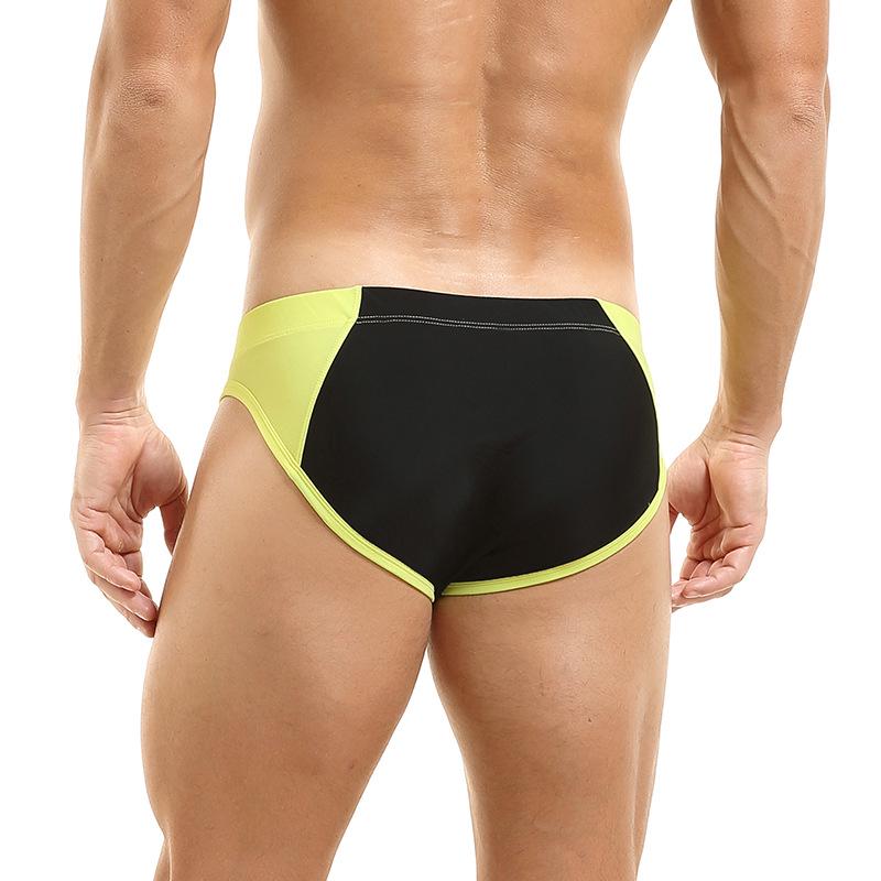 Men's European & American Color Block Zipper Swim Trunks